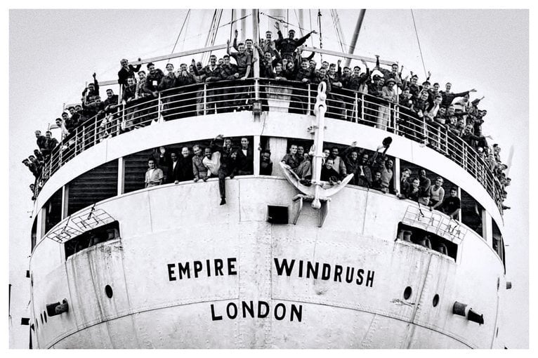 HMT Empire Windrush arriving in Britain